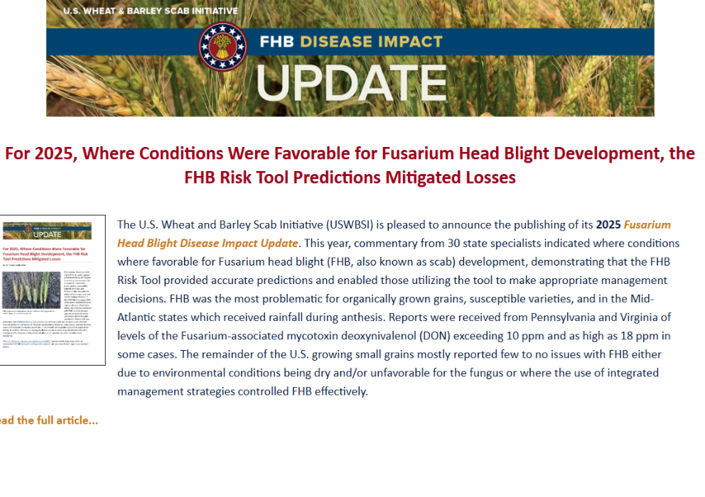 2025 Fusarium Head Blight Disease Impact Update